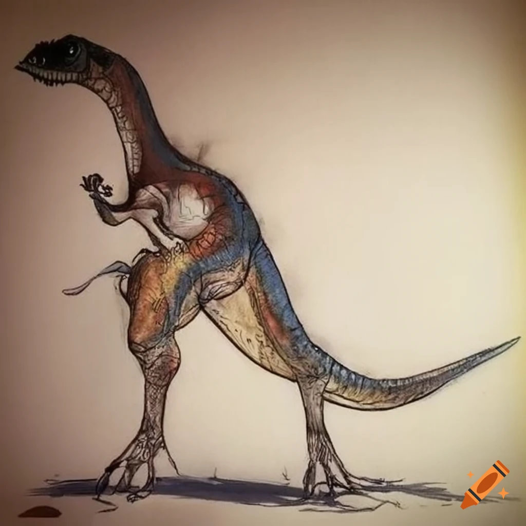 dinosaur concept art in Final Fantasy style by Yoshitaka Amano