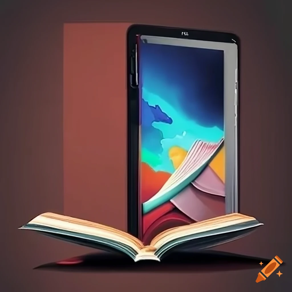 Ipad with ebook library on Craiyon