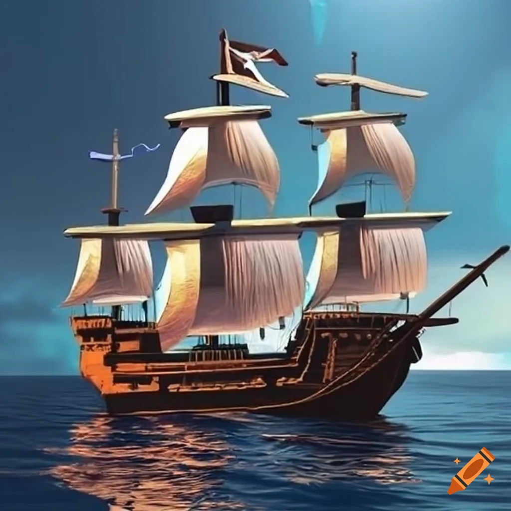pirate ship on the ocean