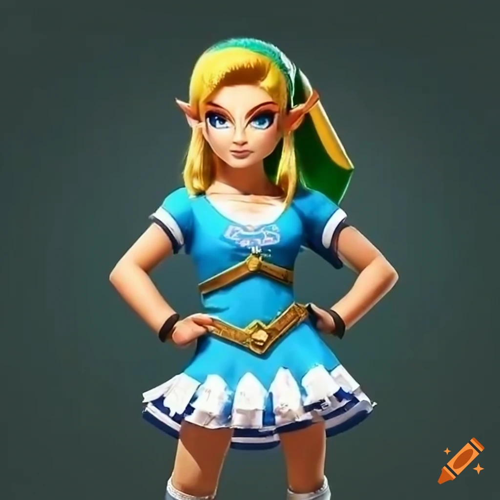 Link from legend of zelda in a cheerleader outfit on Craiyon
