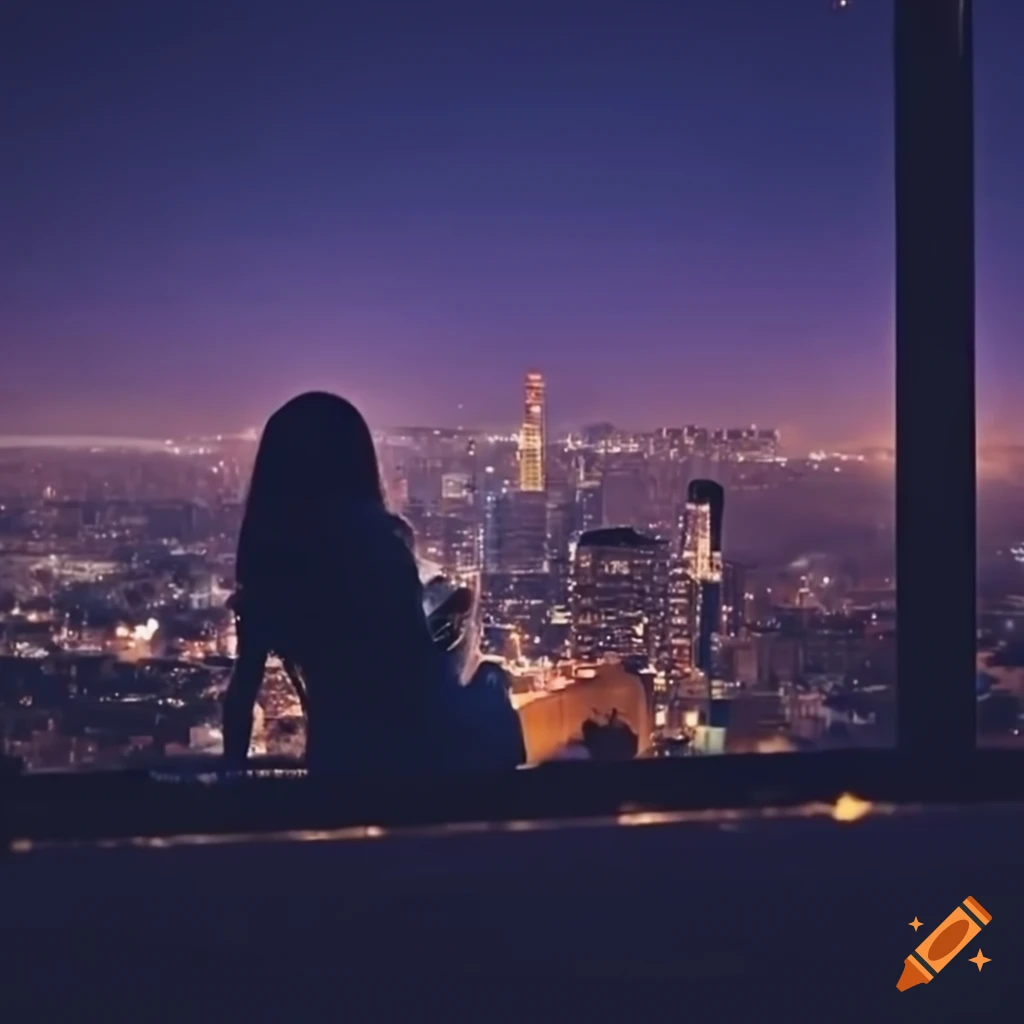 Valkyrae on a date overlooking los angeles at night on Craiyon