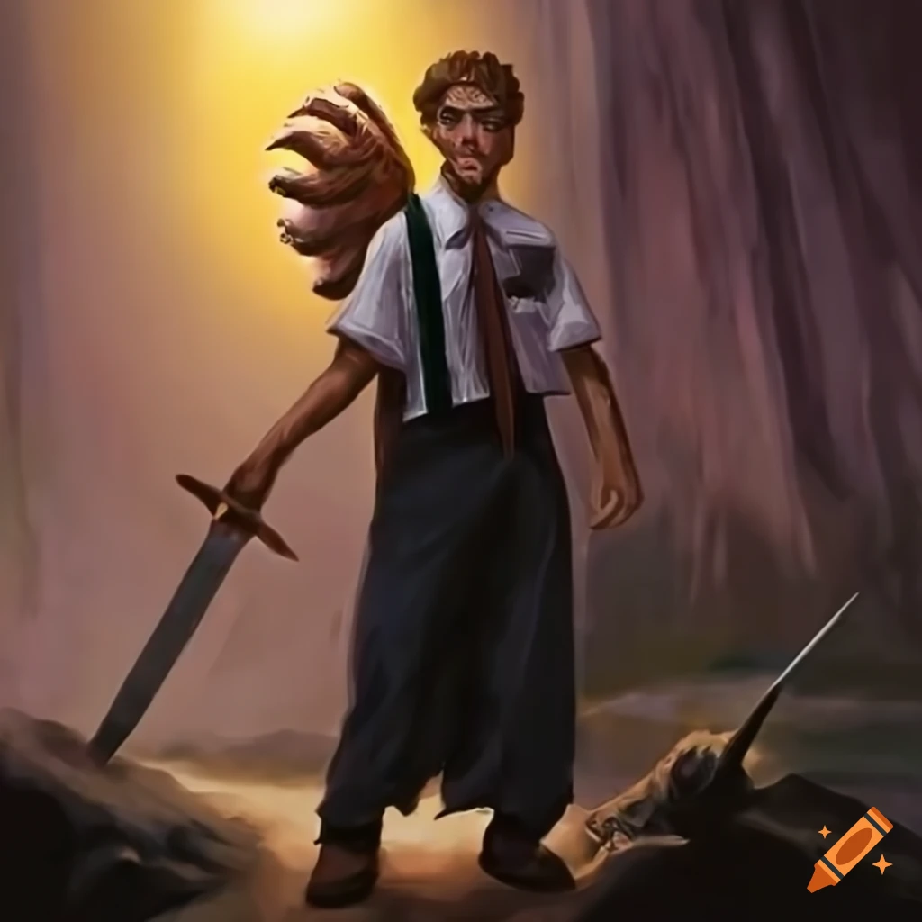 illustration of Ammon from the Book of Mormon with a sword