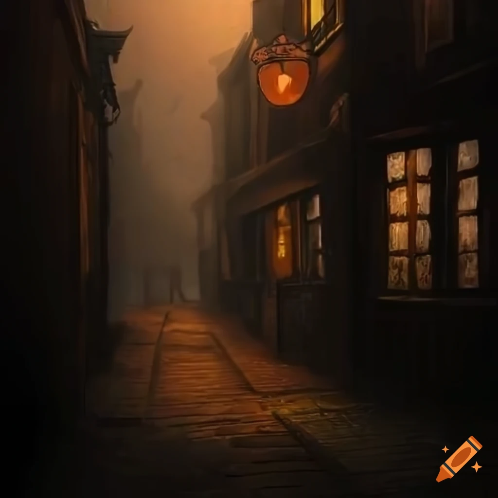image of a misty alleyway behind a tavern