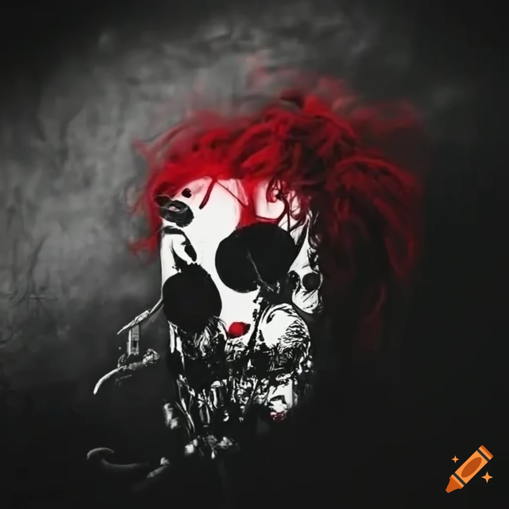 black and white rock and roll image with red accents