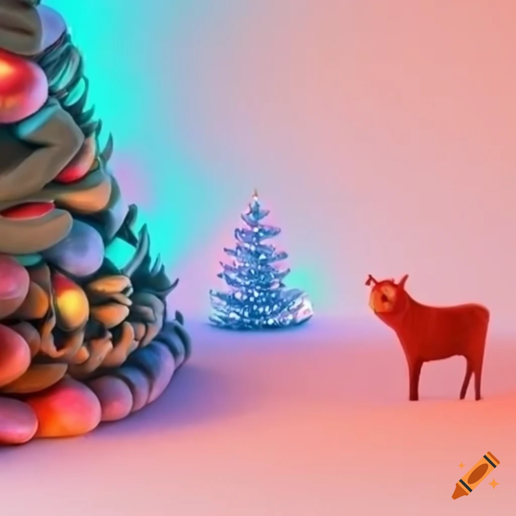 geometric Christmas landscape artwork