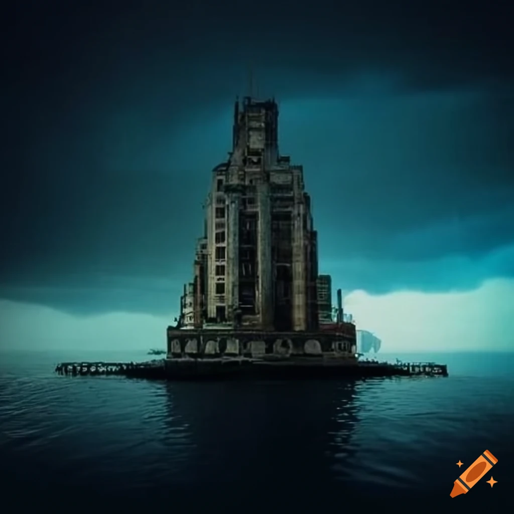 image of an abandoned floating skyscraper
