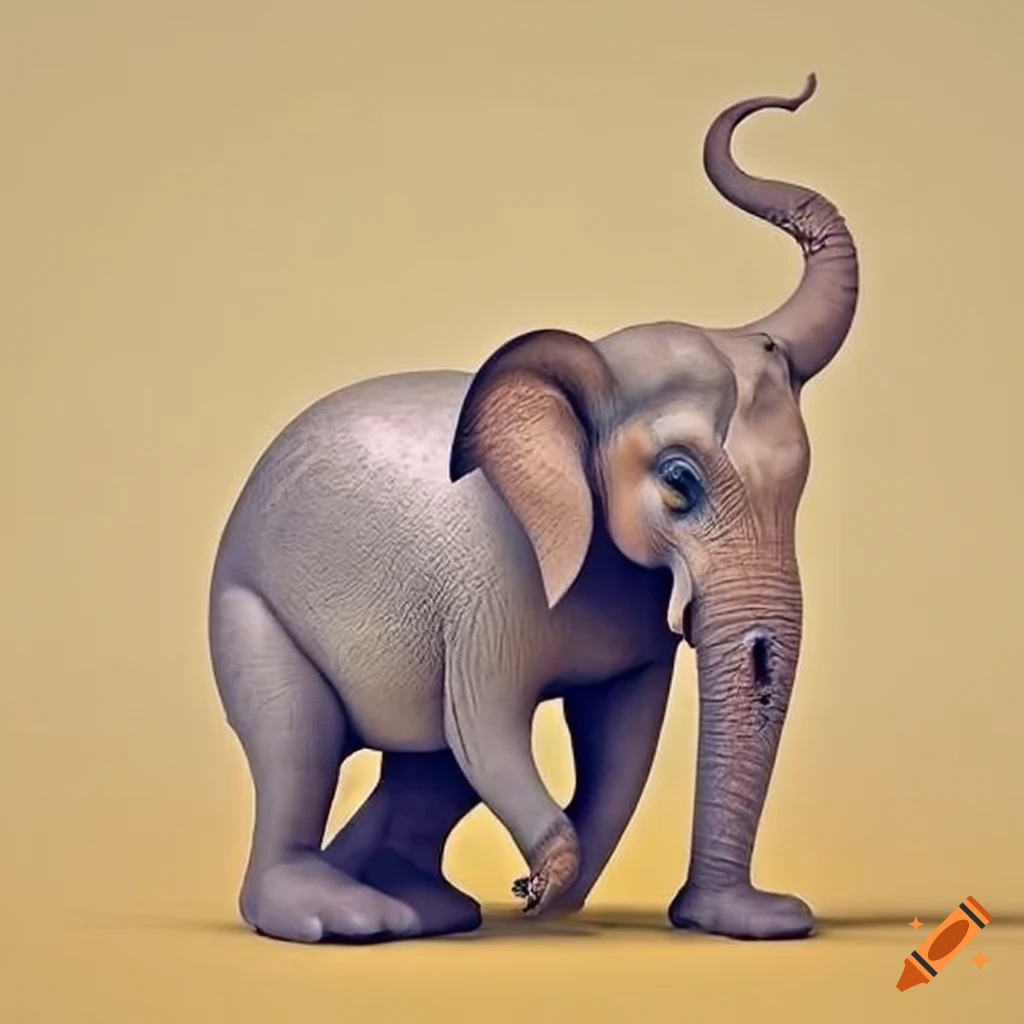 surreal artwork of long-legged elephants