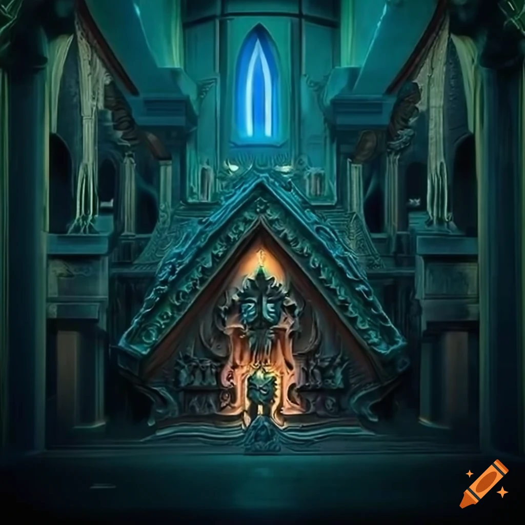detailed architectural carving in Zelda game style