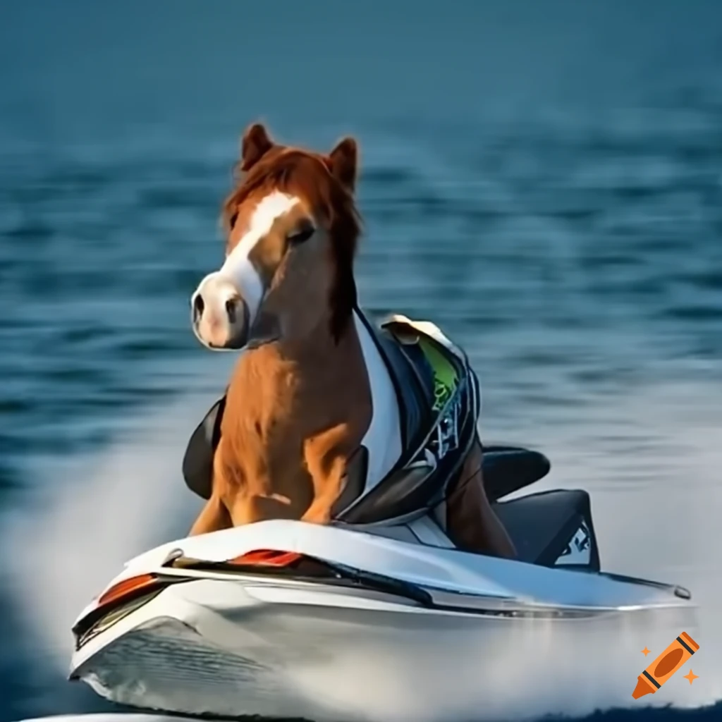 image of a pony on a Jet-Ski