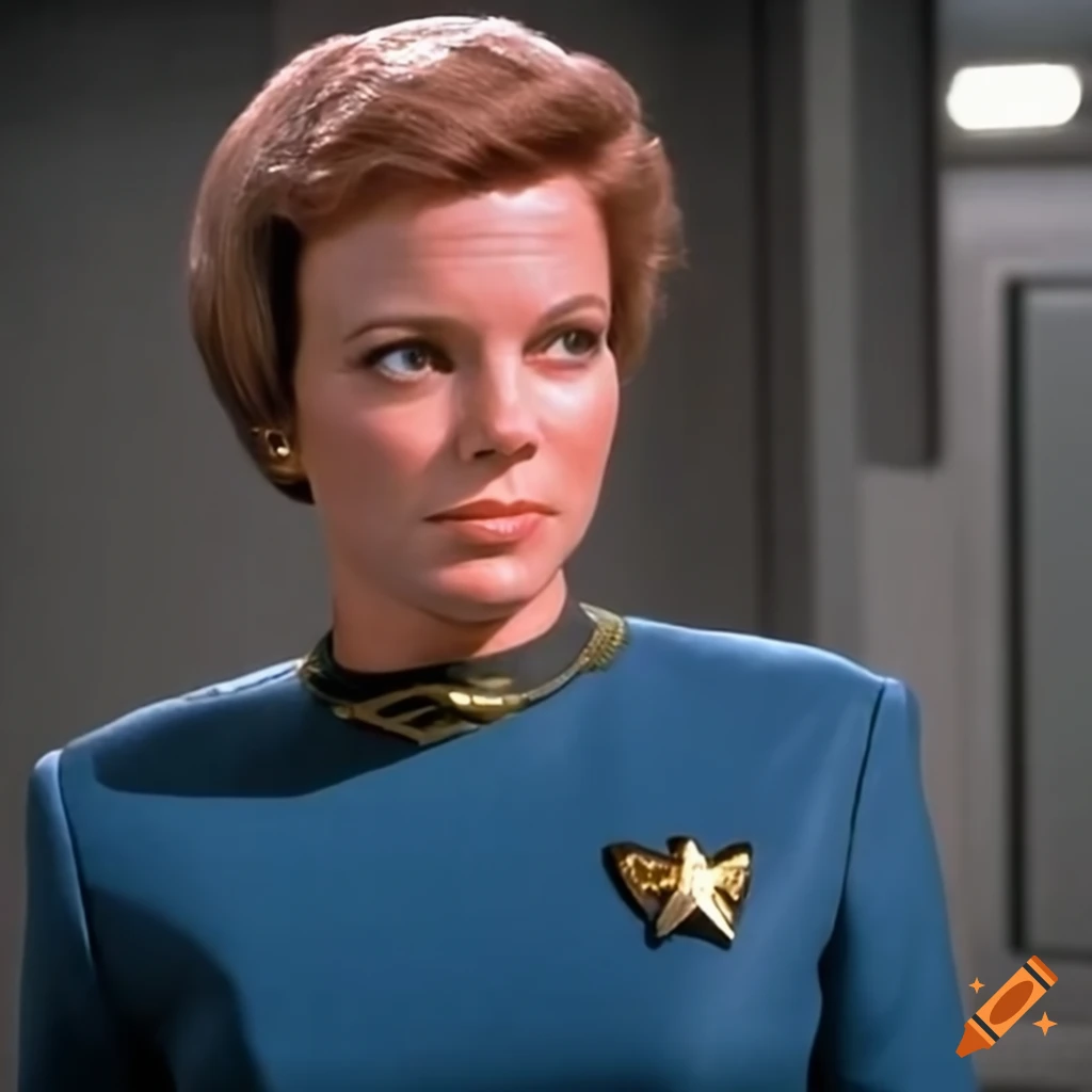 Cosplay of female captain kirk from star trek on Craiyon