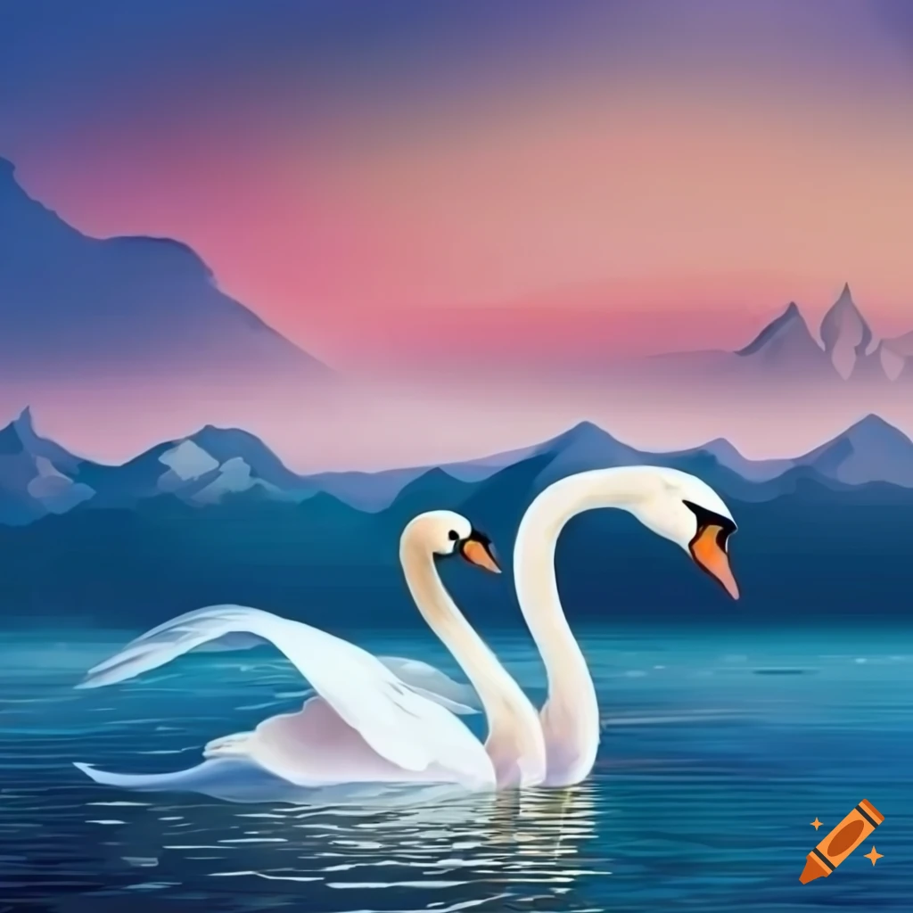 swan gliding over mountains