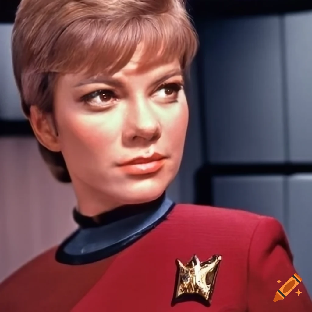 Female captain kirk in enterprise uniform on Craiyon