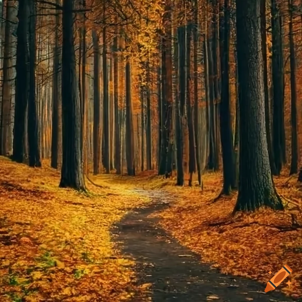 Path Through A Pine Forest In Autumn On Craiyon