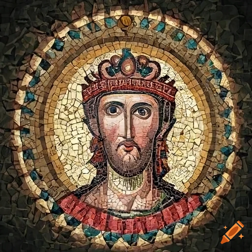 Mosaic of emperor julian the apostate with laurel halo on Craiyon
