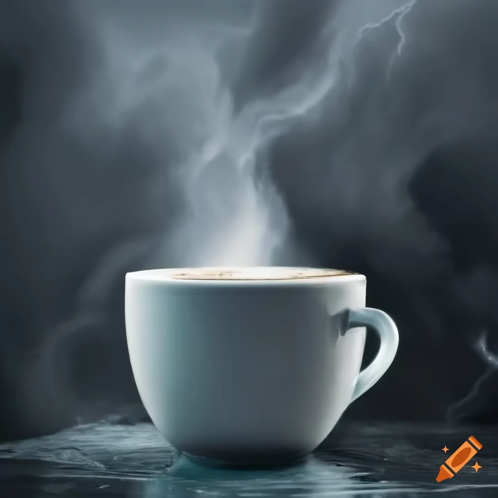 conceptual artwork of a storm in a coffee cup
