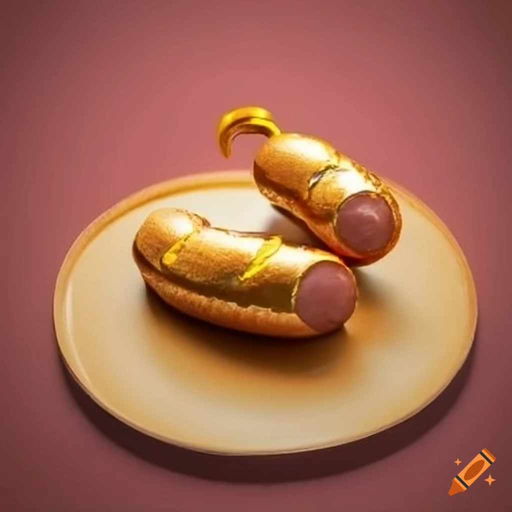 golden sausage on a pastry