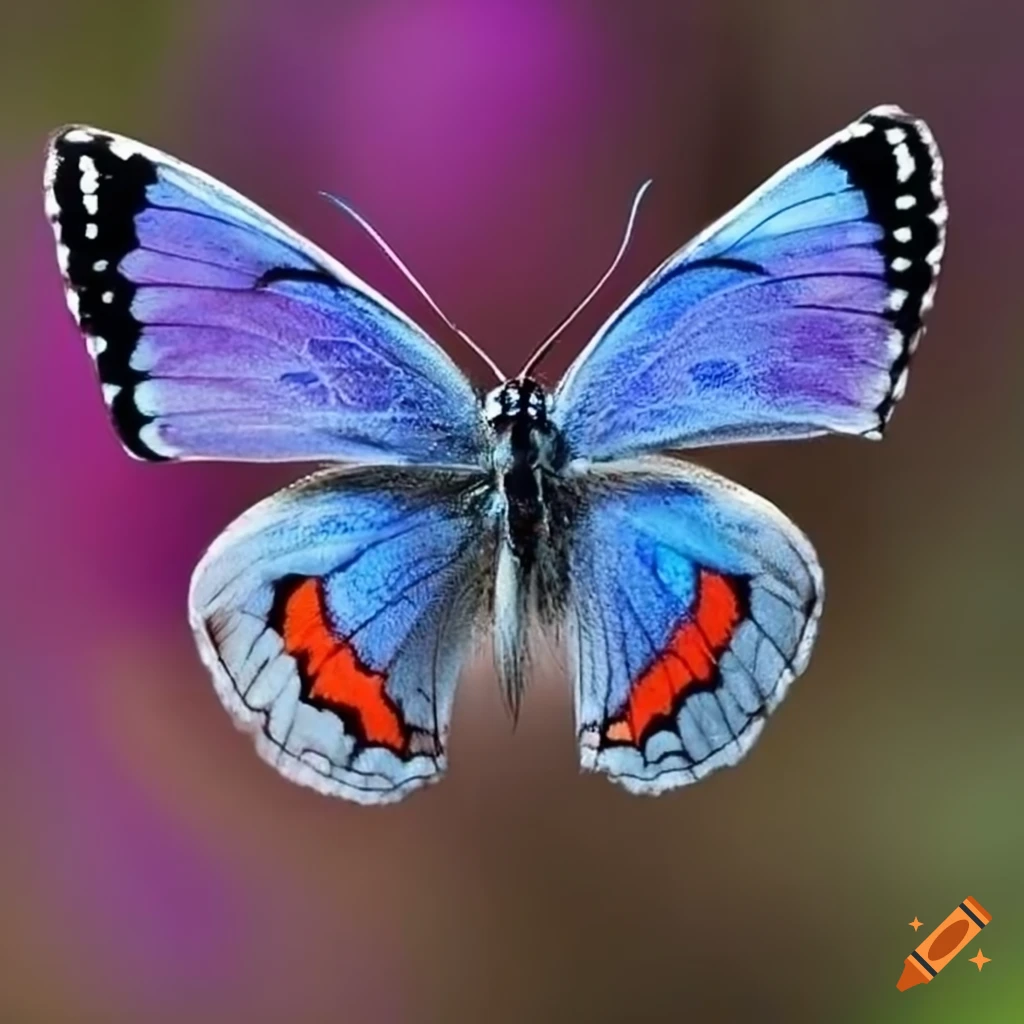 Blue butterfly with red spots