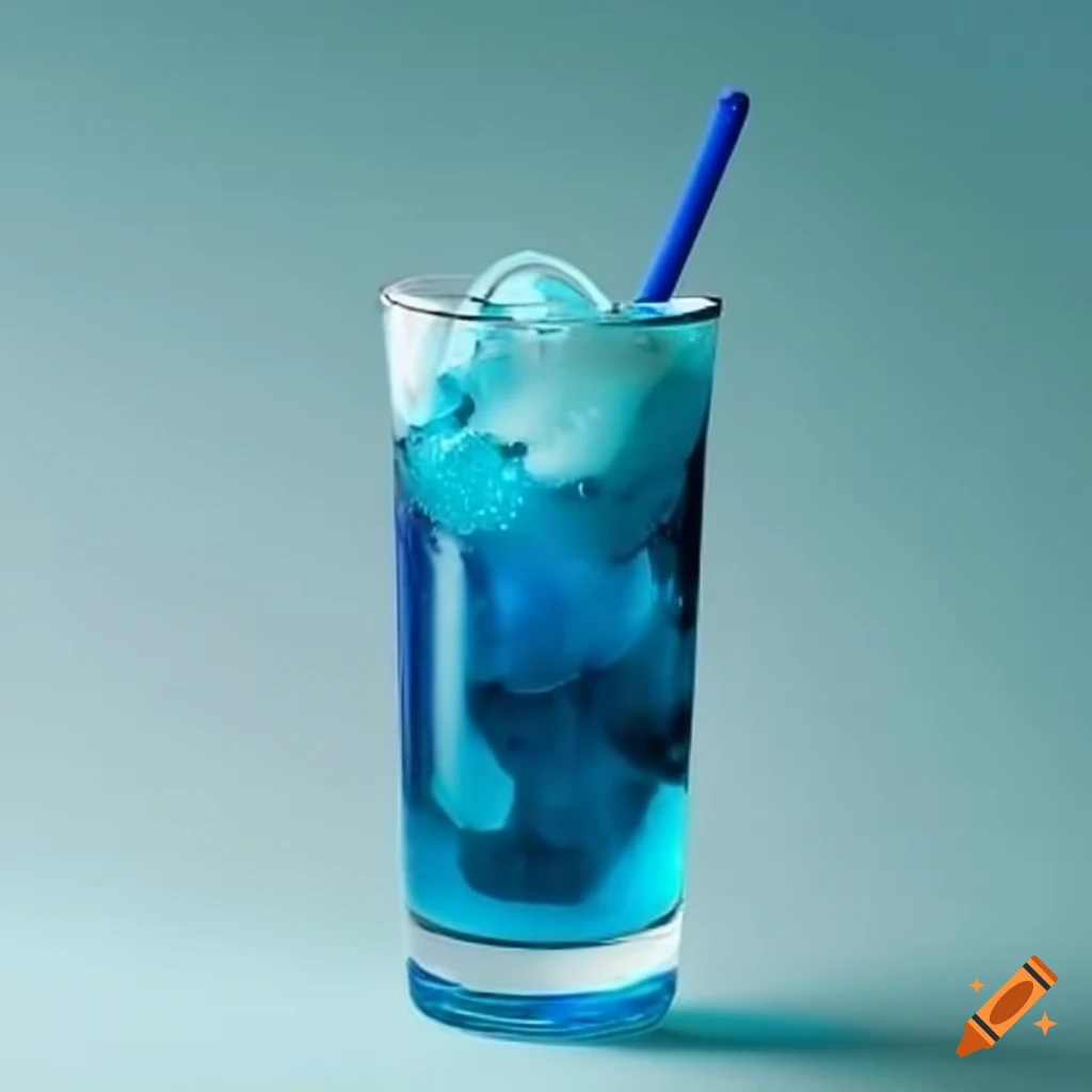 blue cocktail in a tall glass