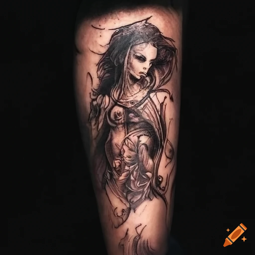 Xristina LegendTattoo - Greek death Mythology tattoo design.  ---------------------- #tattoo #tattoos #tattoodesign #realistictattoo  #realism #tattoosart #tattoowork #tattooideas #mythologytattoodesign  #deathtattoo #deathmythology #greekmythology ...