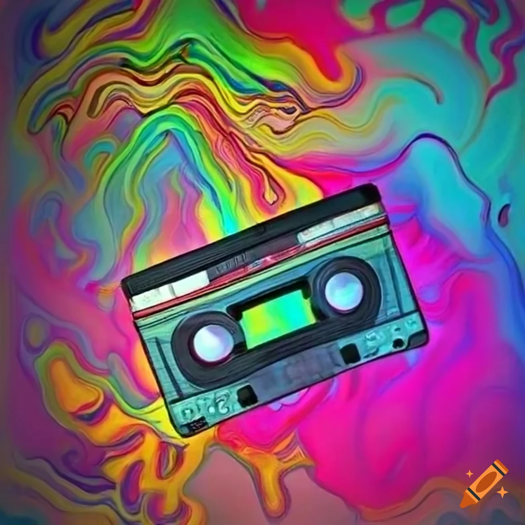 Trippy cassette tape art on Craiyon