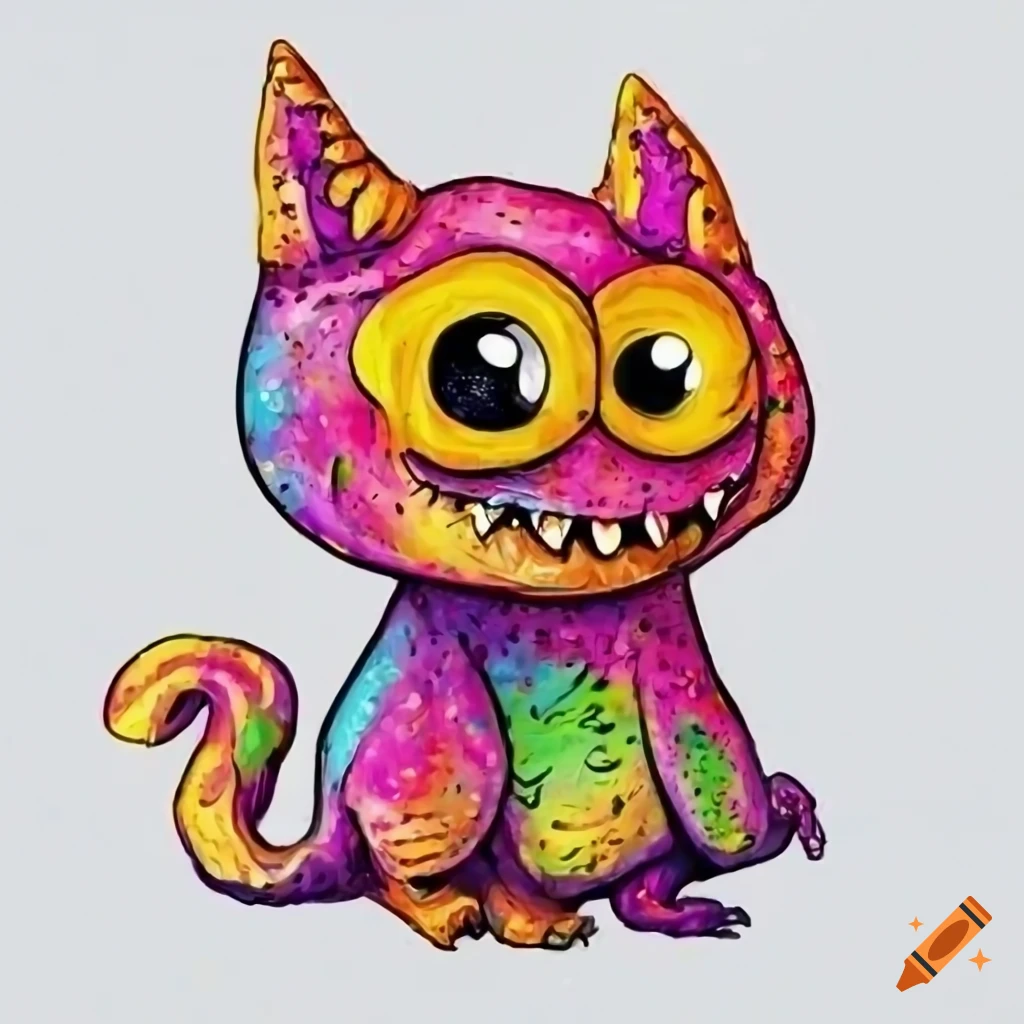 Colorful and adorable monster illustration on Craiyon