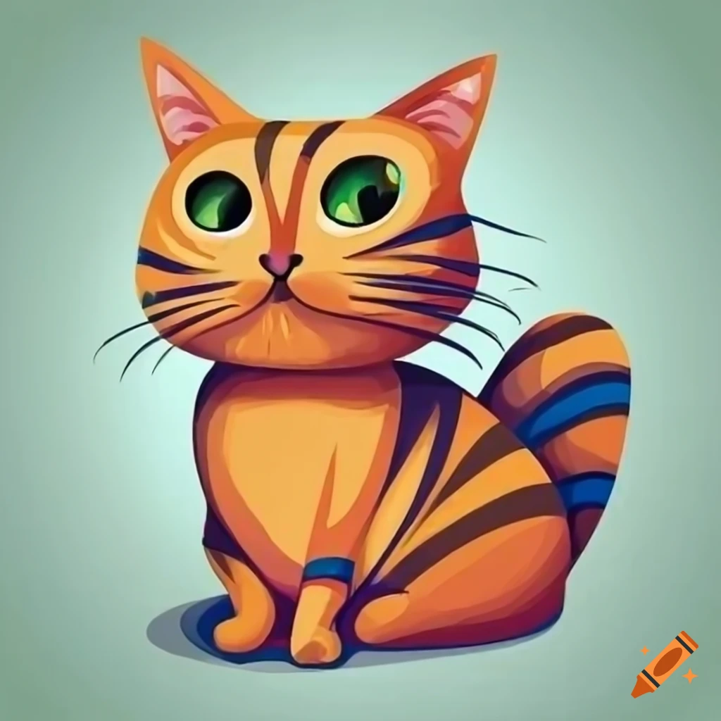 cartoon illustration of a sitting cat