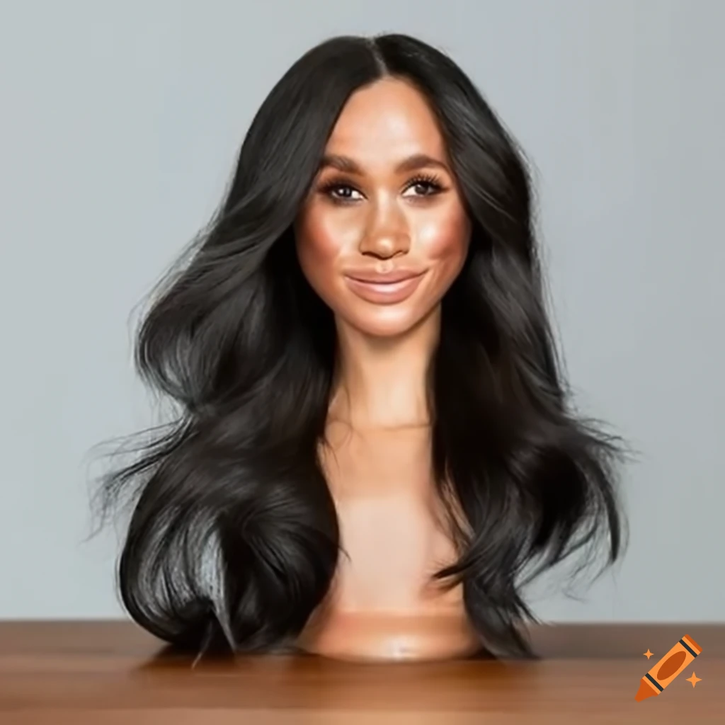 styling head of Meghan Markle with long flowing hair