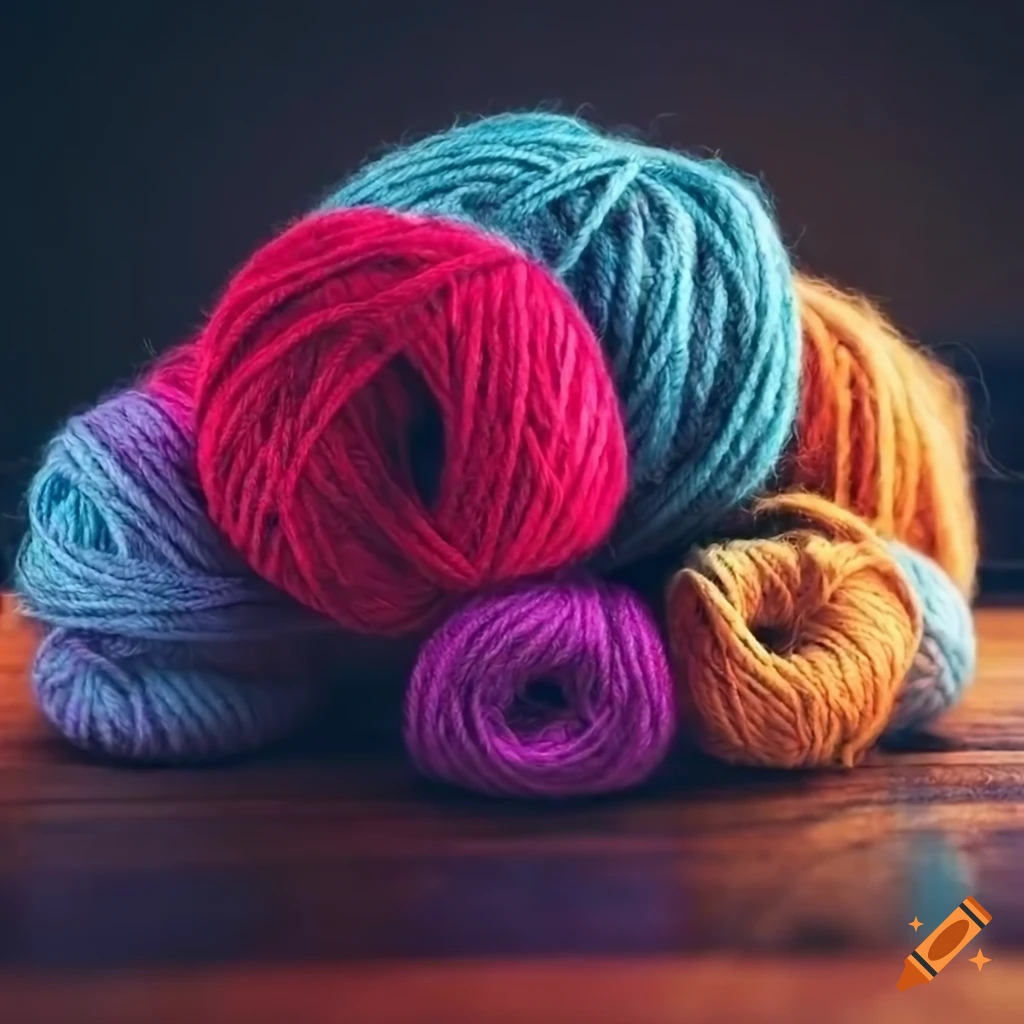 colorful pile of yarn on a table