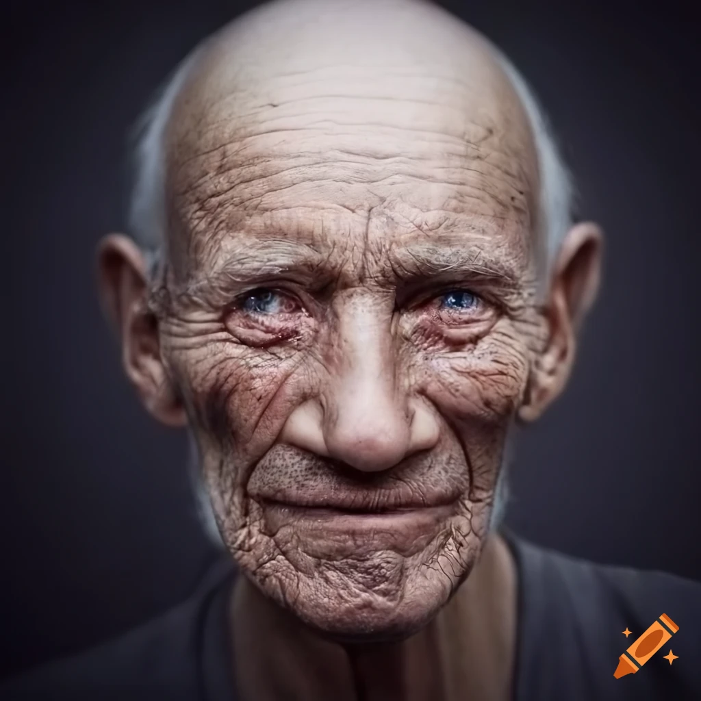Hyperrealist portrait of an old man with a crooked nose on Craiyon