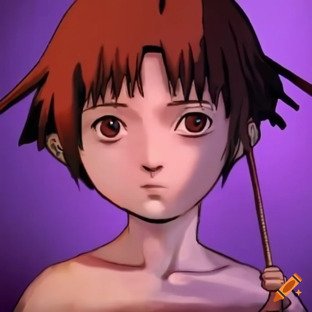 illustration of Lain Iwakura in a futuristic setting