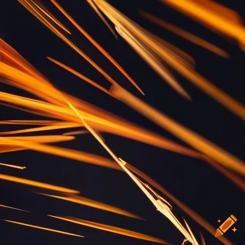 abstract artwork with orange and gray sparks on a dark blue background