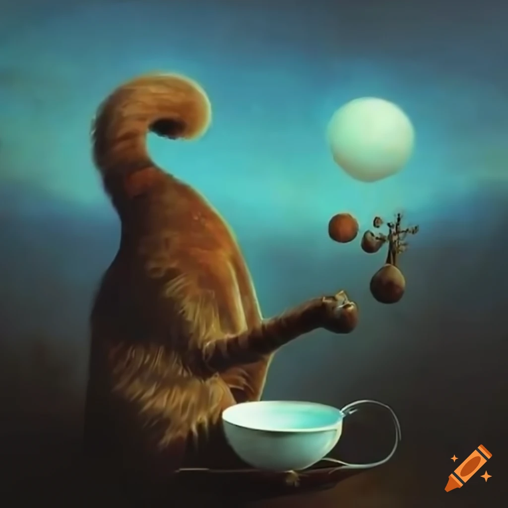 Cat enjoying a cup of coffee