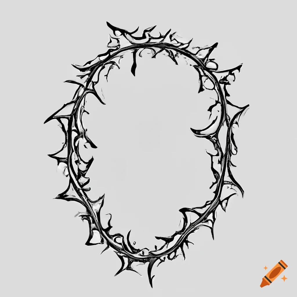 Symbolic oval portal with a thorn crown