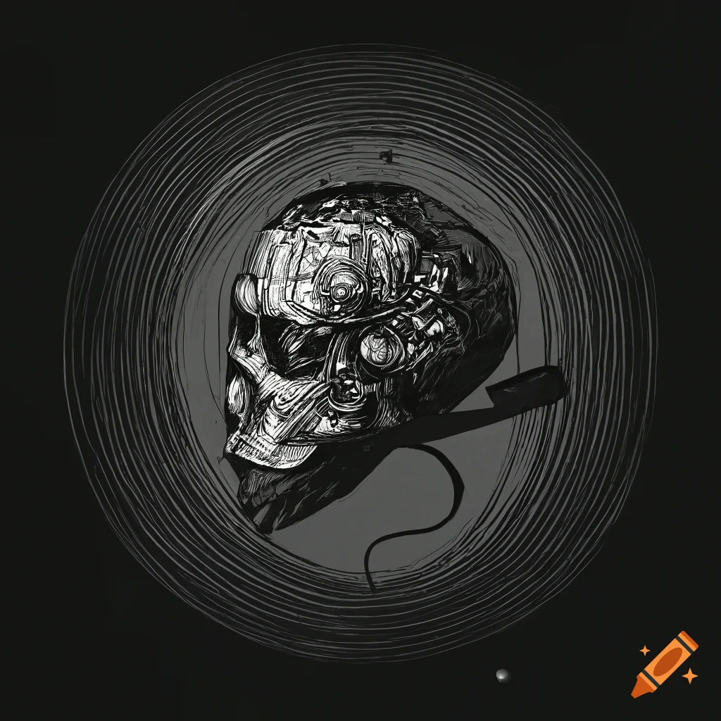 hand-drawn logo for industrial techno label