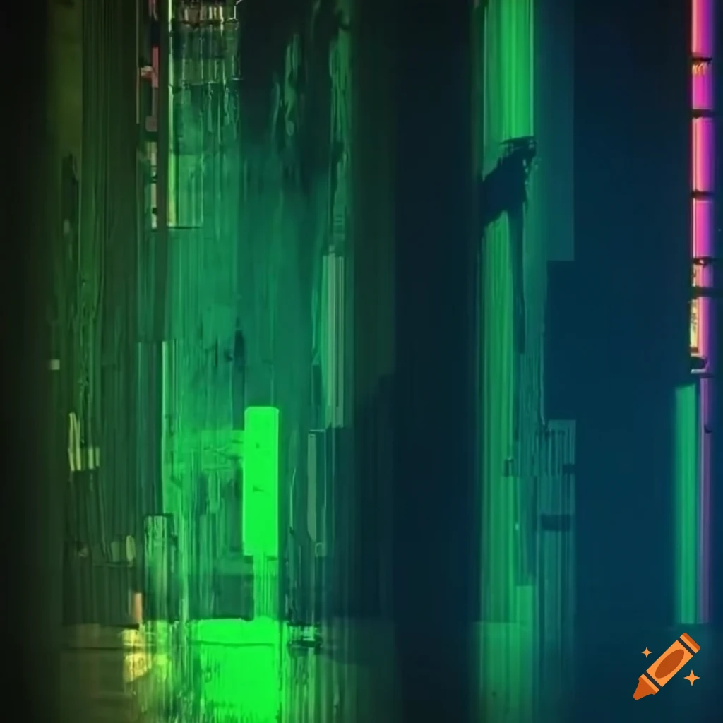 double exposure of neon signs with glitch effect
