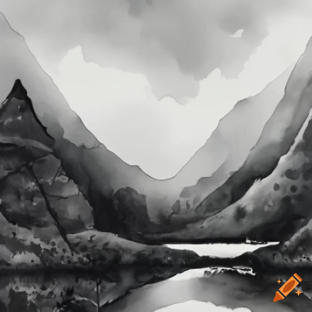 ink sketch of a Scottish landscape