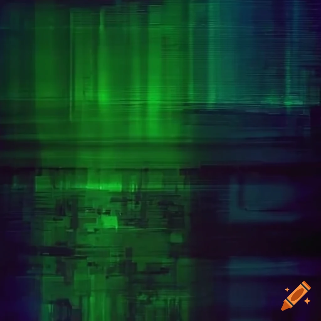 double exposure of oni with glitchy grunge textures in the background