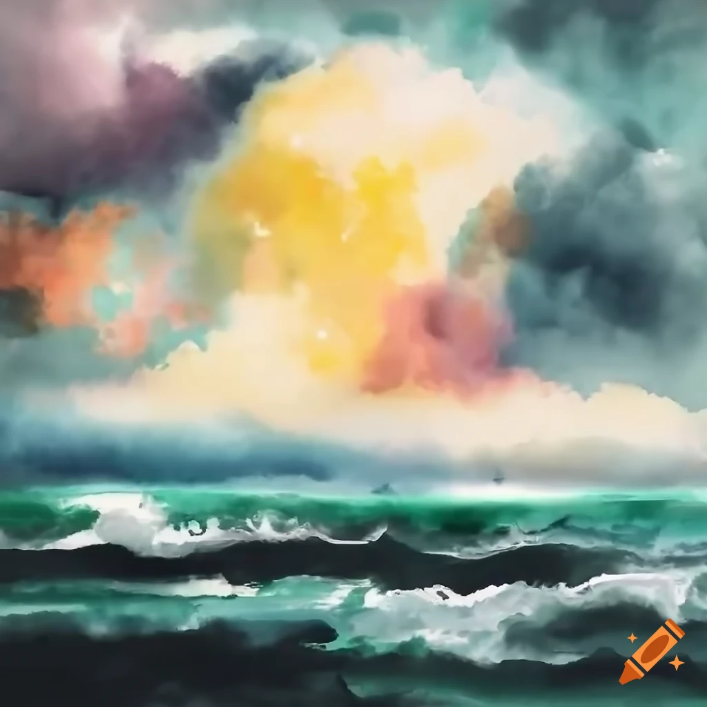 masterpiece artwork of stormy sky over raging sea