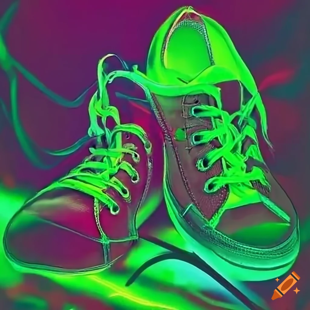 Neon green allstar shoes with microphone