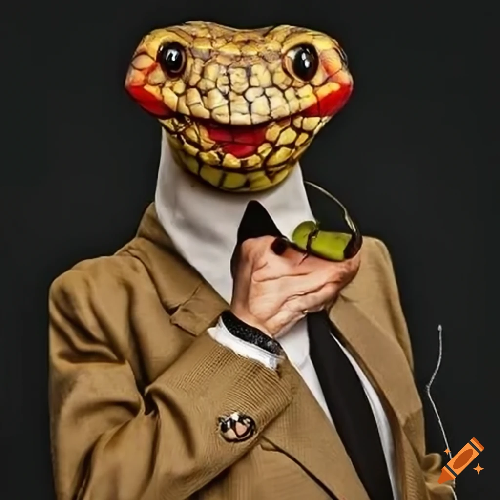 funny snake dressed as an insurance agent