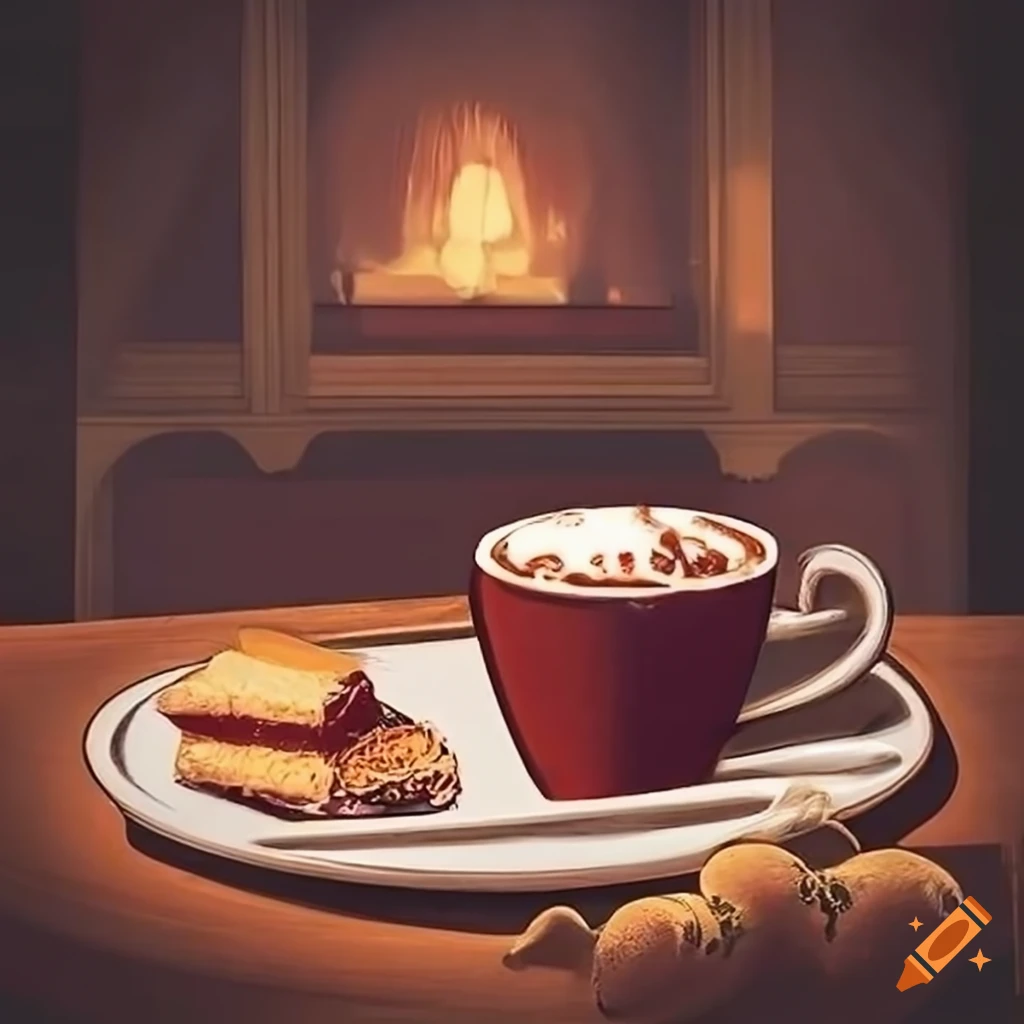 cozy café with father and daughter enjoying hot chocolate and pastries