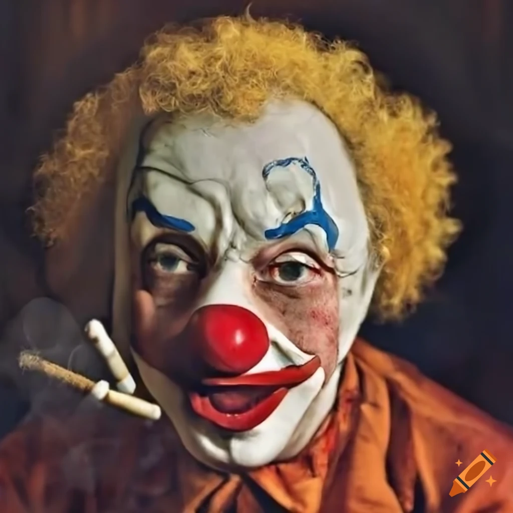 funny image of a smoking clown