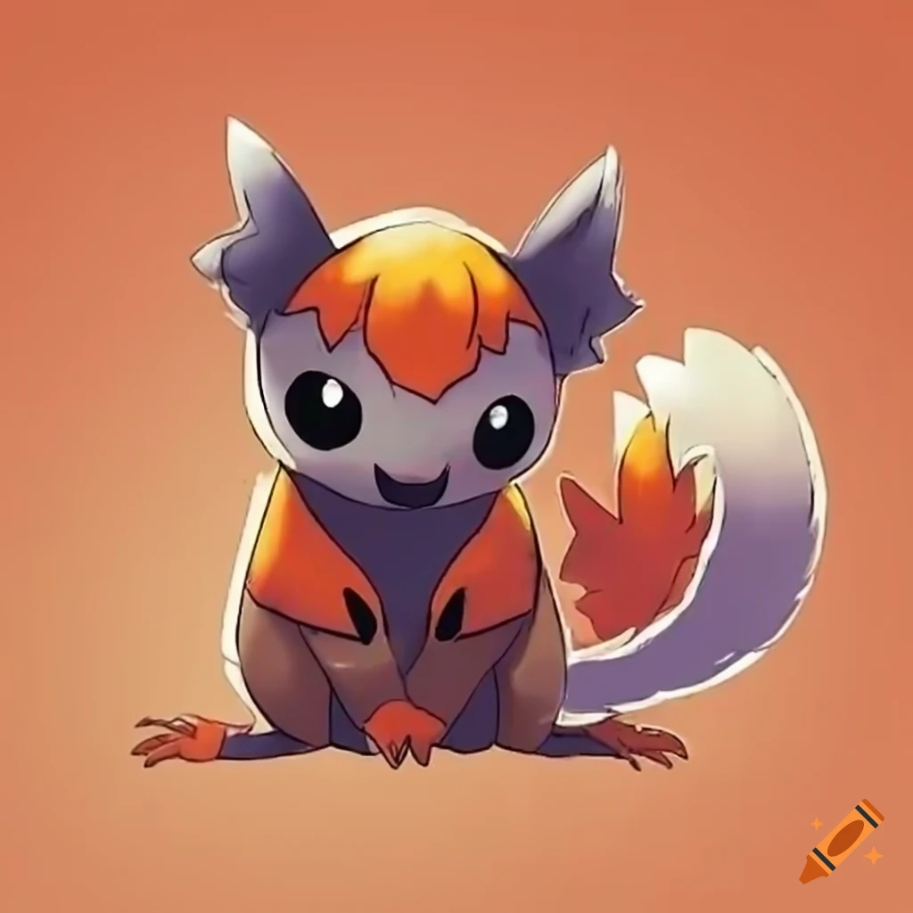 illustration of a baby Lemur Pokemon Fire Type