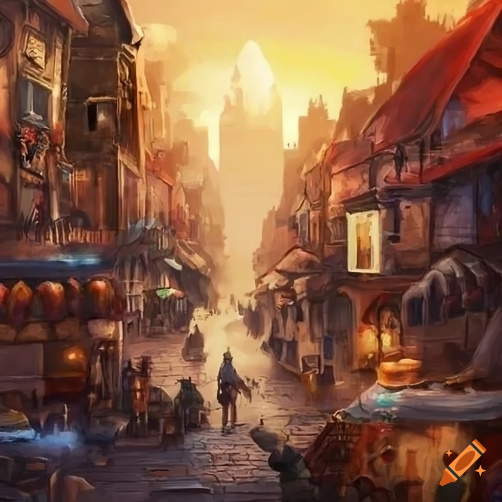 Steampunk tavern exterior in a city concept art on Craiyon