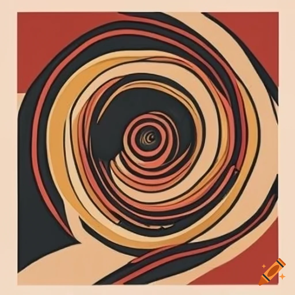 Geometric art poster in dark red and yellow-green colors on Craiyon