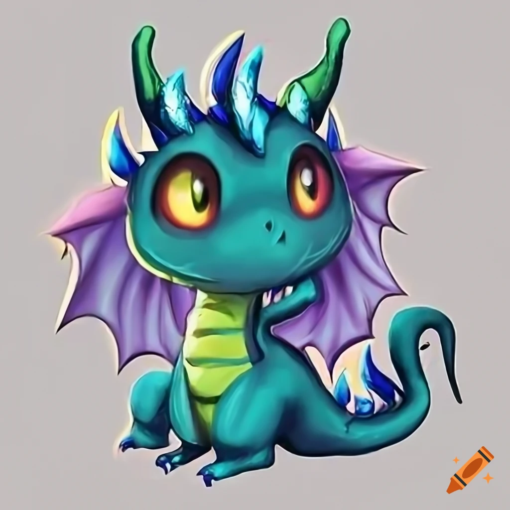 Adorable dragon illustration on Craiyon