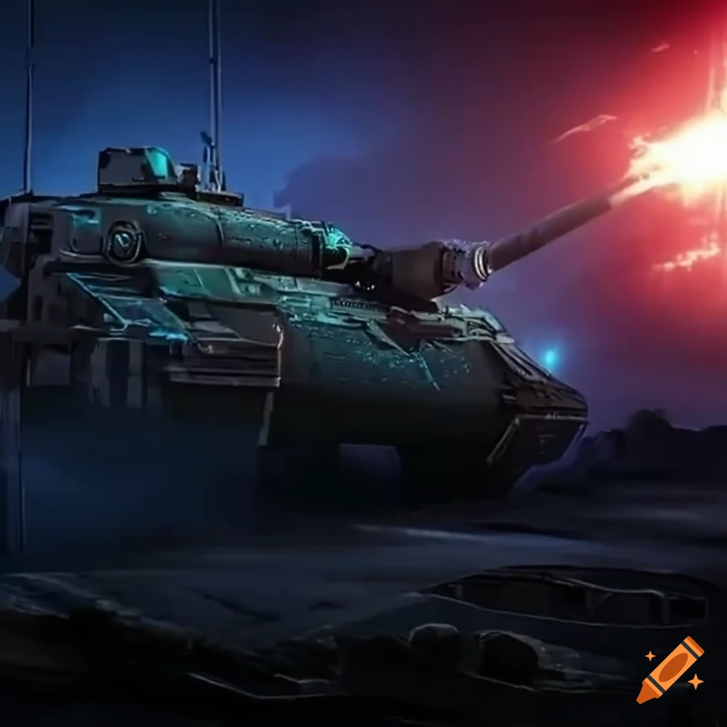 Image of a futuristic tank firing a laser beam on Craiyon