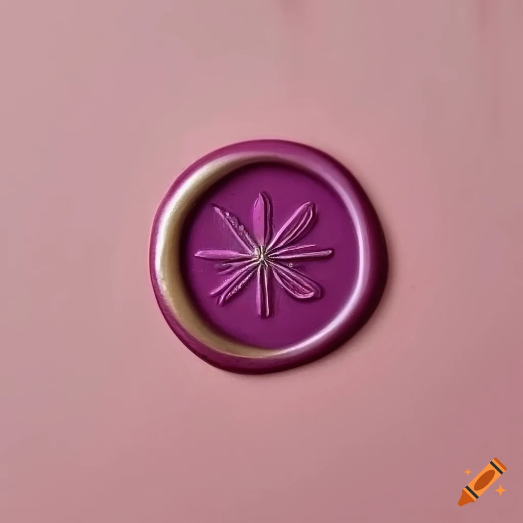 Delicate fuchsia wax seal with embossed asterisk design