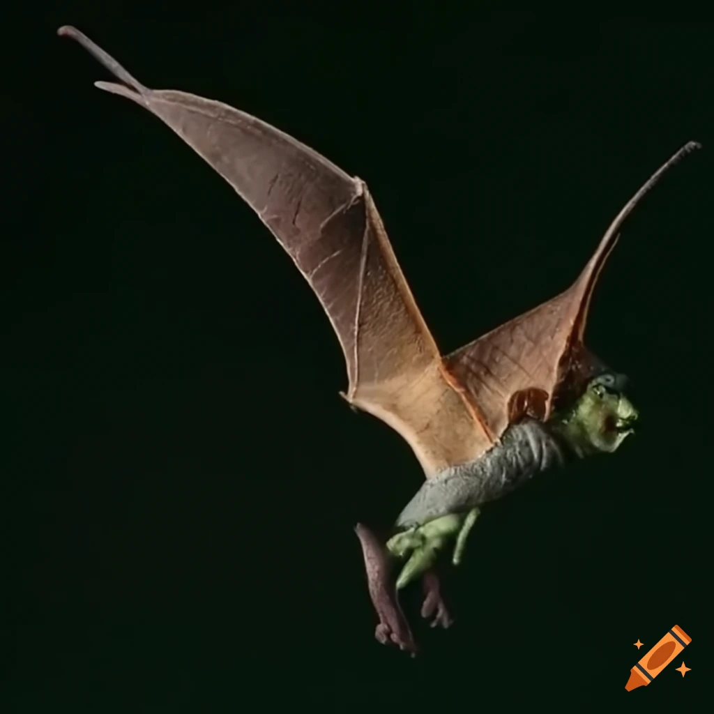 Artwork of goblins hanging from a bat wing on Craiyon