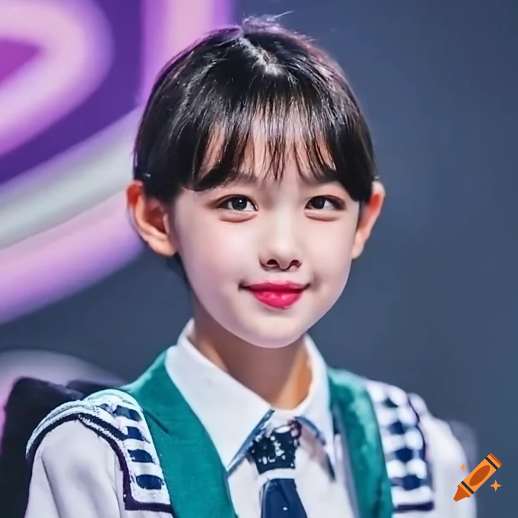 captivating portrait of a determined 13-year-old female idol